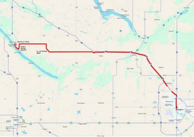 Regina to Buffalo Vista Map